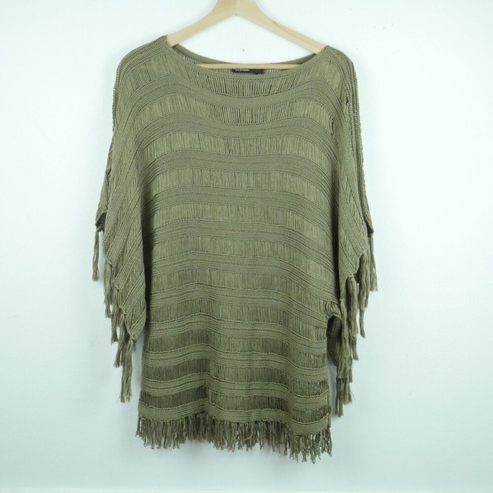 Vintage M L Sweater‎ Fringe Open Knit Boho Y2K Western Goblincore Fairy Grunge